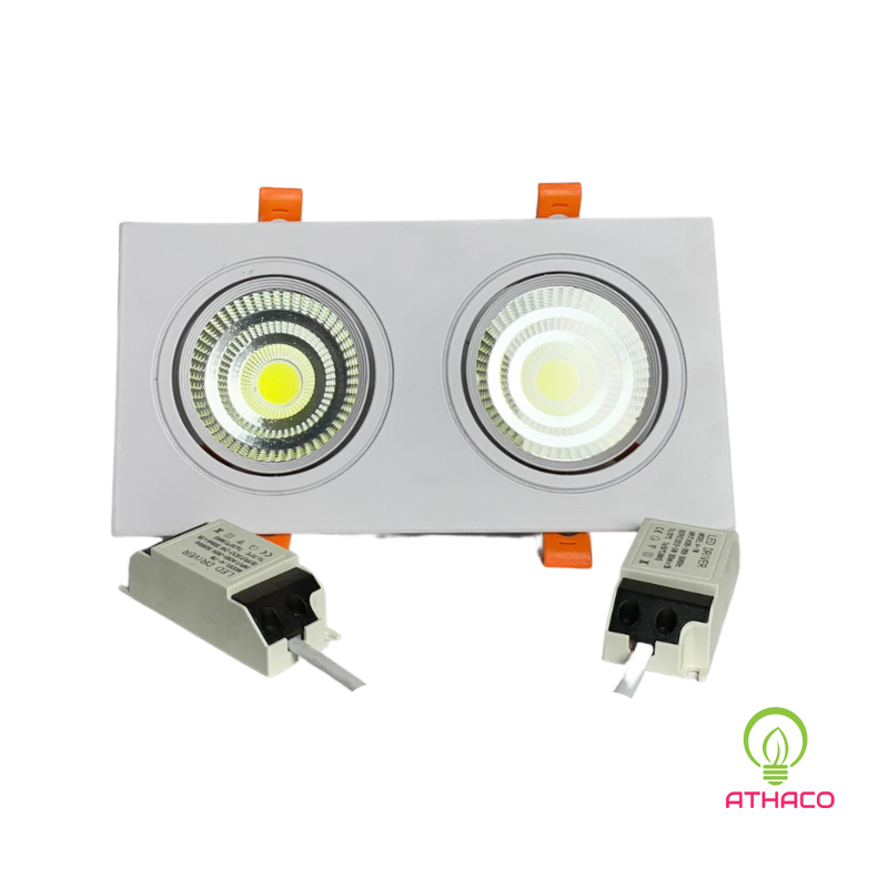 den led downlight am tran doi 2x7w vuong sieu sang 3