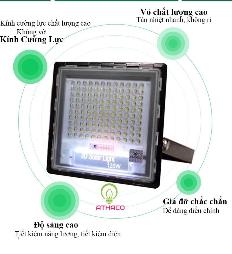 Đèn Pha Năng Lượng Mặt Trời 120W Chống Chói