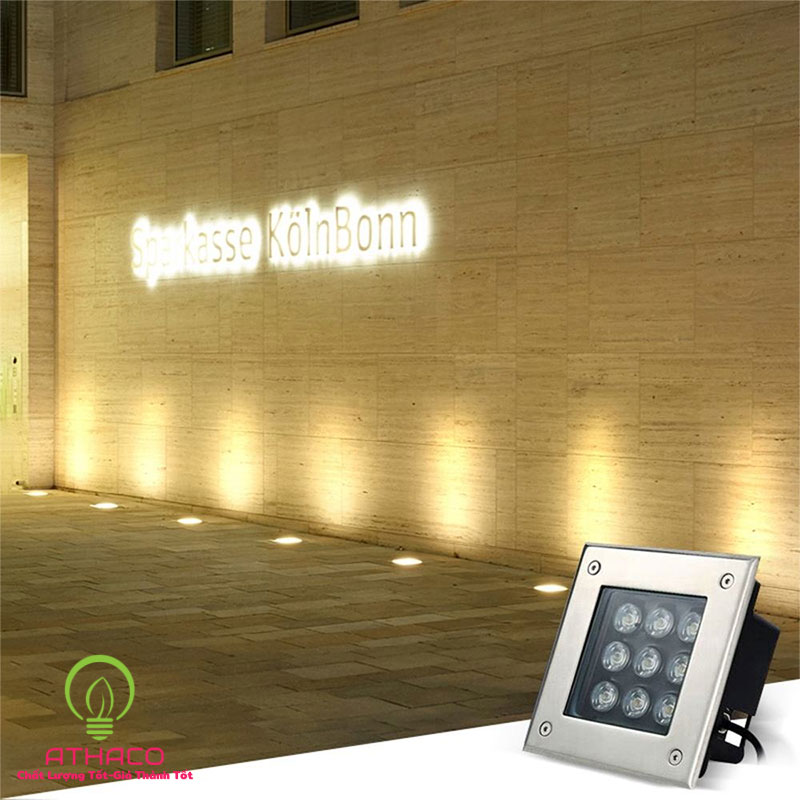 đèn âm đất vuông