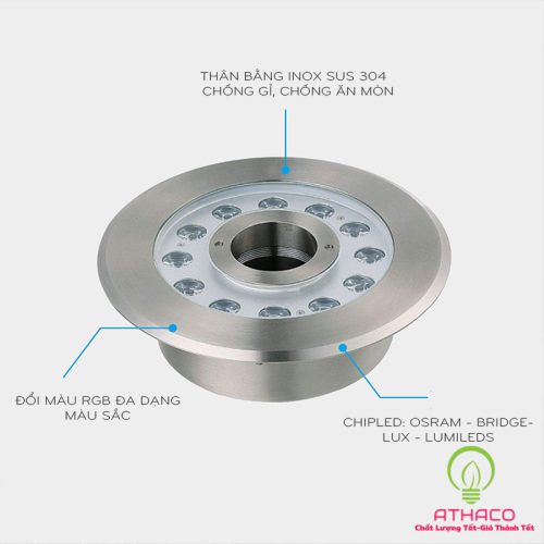 đèn âm nước bánh xe inox